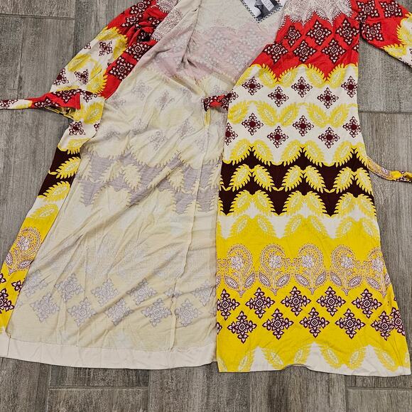 Diane Von Furstenberg Dress Womens 6 Yellow Red Julian Indian Border Wrap Silk - Picture 8 of 16